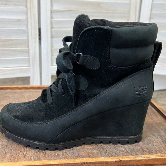 Ugg Valory Leather & Suede Wedge Ankle Boot Bootie 8.5 - Picture 8 of 14